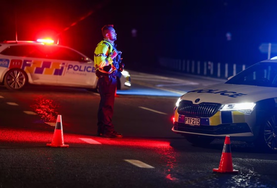 A police officer at the scene of last Tuesday's crash which killed five people on State Highway 3 north of Te Awamutu. Photo / Mike Scott
