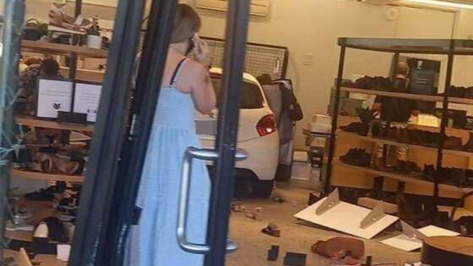 A car crashed through the front of a shop in Taupō. (Photo / NZME)
