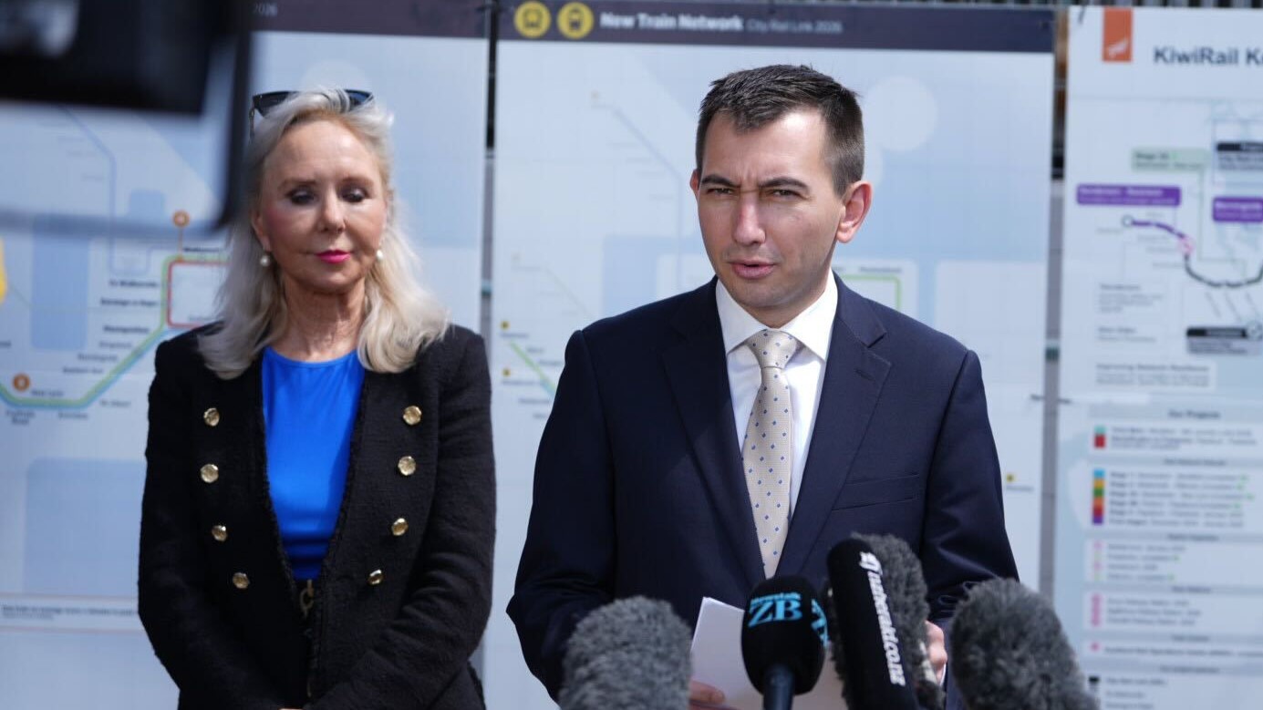 Transport Minister Simeon Brown and Acting Auckland Mayor Desley Simpson reveal significant commuter disruptions connected to City Rail Link.