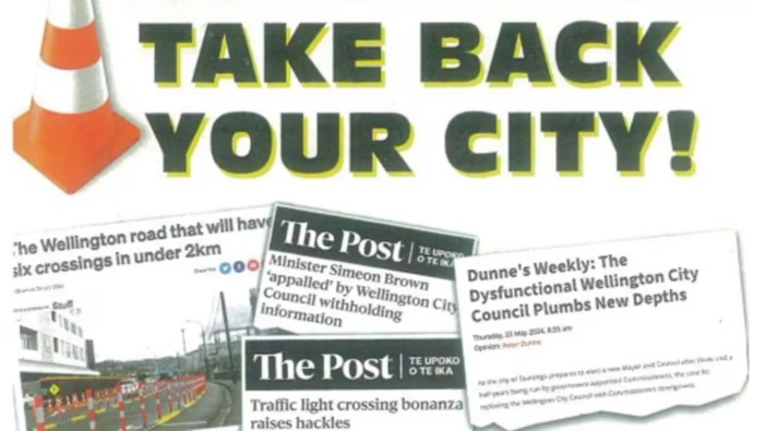 Part of a pamphlet from campaign group Better Wellington that contains claims about wasteful council spending. Photo / RNZ