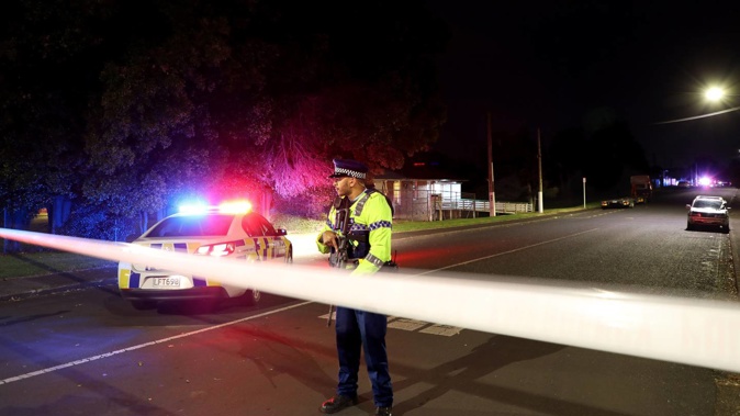 Police have cordoned off Beatty St in Otahuhu. Photo / Hayden Woodward