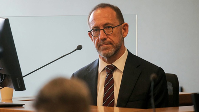 Cabinet minister Andrew Little testifies in the High Court at Auckland during the judge-alone trial of seven people accused of improper donations to National and Labour. Photo / Alex Burton