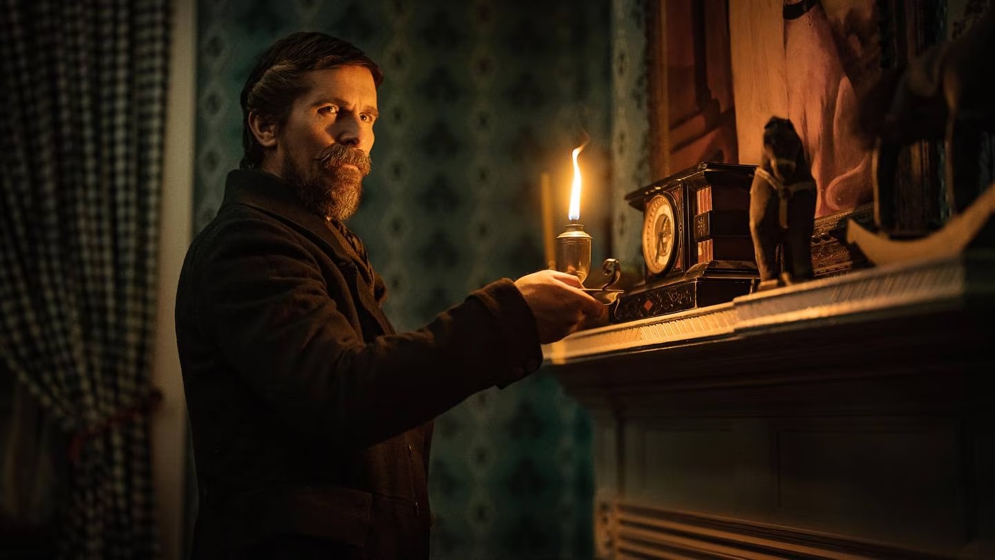 Christian Bale as Augustus Landor in Netflix production The Pale Blue Eye. Netflix has been keen to turn up the heat on password sharing. Photo / Scott Garfield, Netflix