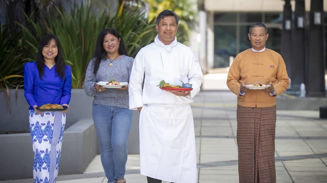 Burmese human rights defender Htike Htike, Chef Ma, Chef Thu Ya and activist Swam Myaing are worried about the situation back in their homeland, Myanmar. Photo / Michael Craig