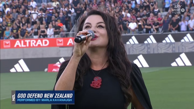 Marla Kavanaugh's rendition of God Defend New Zealand has drawn the ire of many rugby fans.