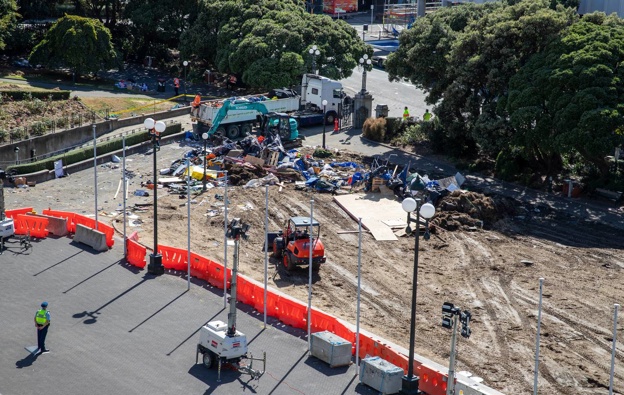 The aftermath of the 23-day Covid-19 Convoy protest at Parliament, Wellington. (Photo / Mark Mitchell)