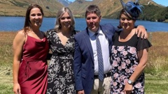 Tim Gibb with his wife and daughters. He died in a light plane crash yesterday. (Photo / Givealittle)