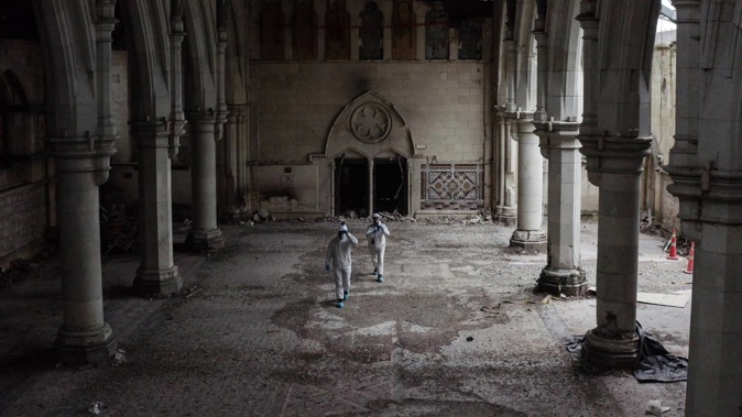 Walking up the Cathedral with the front doors in the background. Photo / Tom Cuthbert