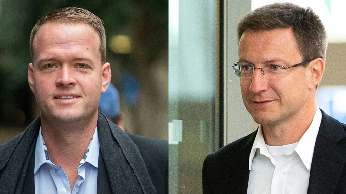 Megaupload coders Bram van der Kolk and Mathias Ortmann (right) arriving at the Supreme Court in 2019. Photo / File