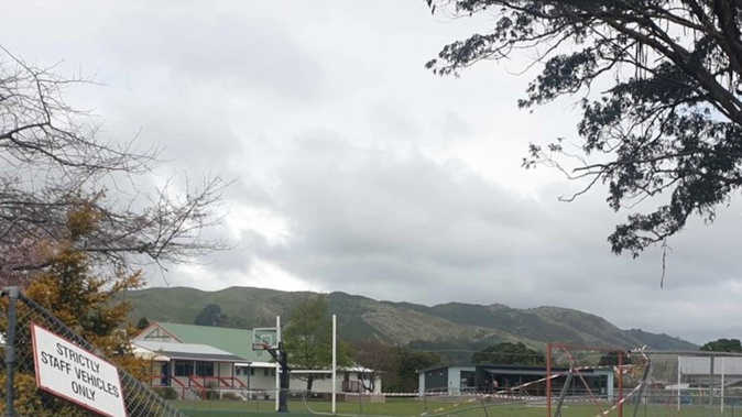 The broken fence at Kapakapanui School in Waikanae after a vehicle drove on the school field. Photo / Supplied.