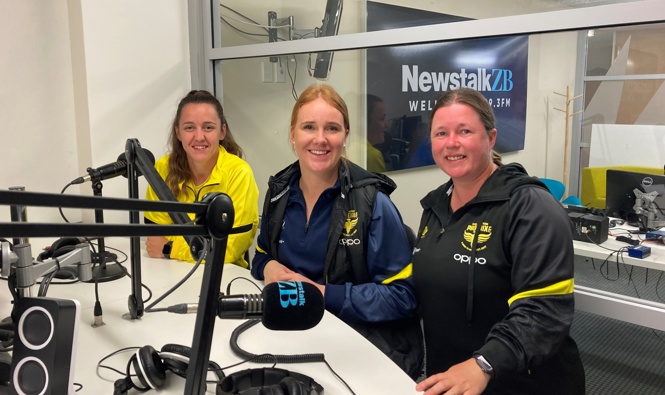Scholarship player Michaela Foster, club captain Lily Alfeld and Coach Natalie Lawrence. Image / Newstalk ZB