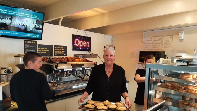 Julie Sands and her staff at Salt Air Cafe in Ngunguru are buzzing after hosting the US women's rugby players for a pie dinner. Photo / Imran Ali