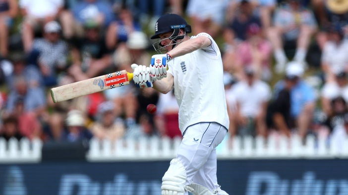Harry Brook of England bats during day one of the Second Test match in the series between New Zealand and England at Basin Reserve on December 06, 2024 in Wellington, New Zealand. (Photo by Hagen Hopkins/Getty Images)