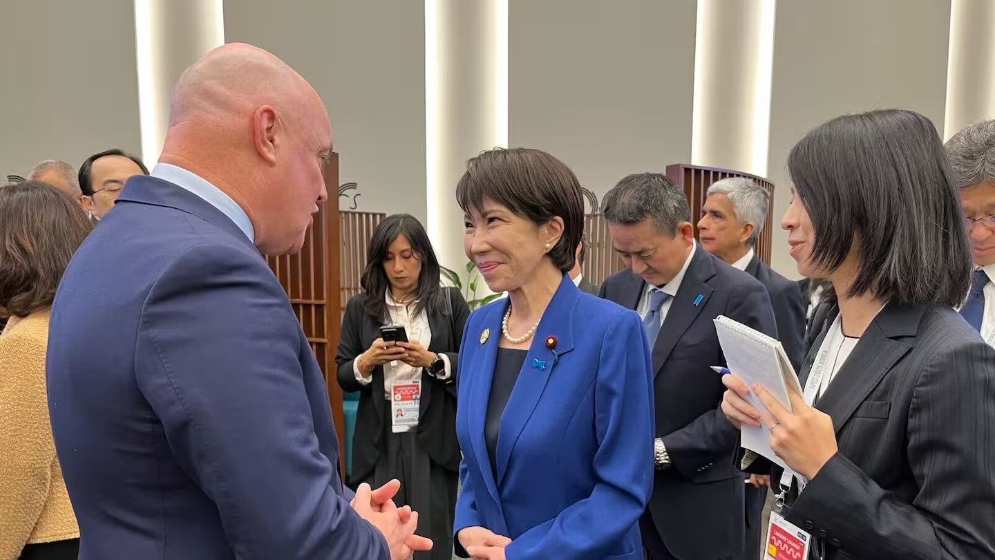 Prime Minister Christopher Luxon briefly spoke with Japan's new leader Sanae Takaichi at the Apec summit in October. Photo / Supplied.
