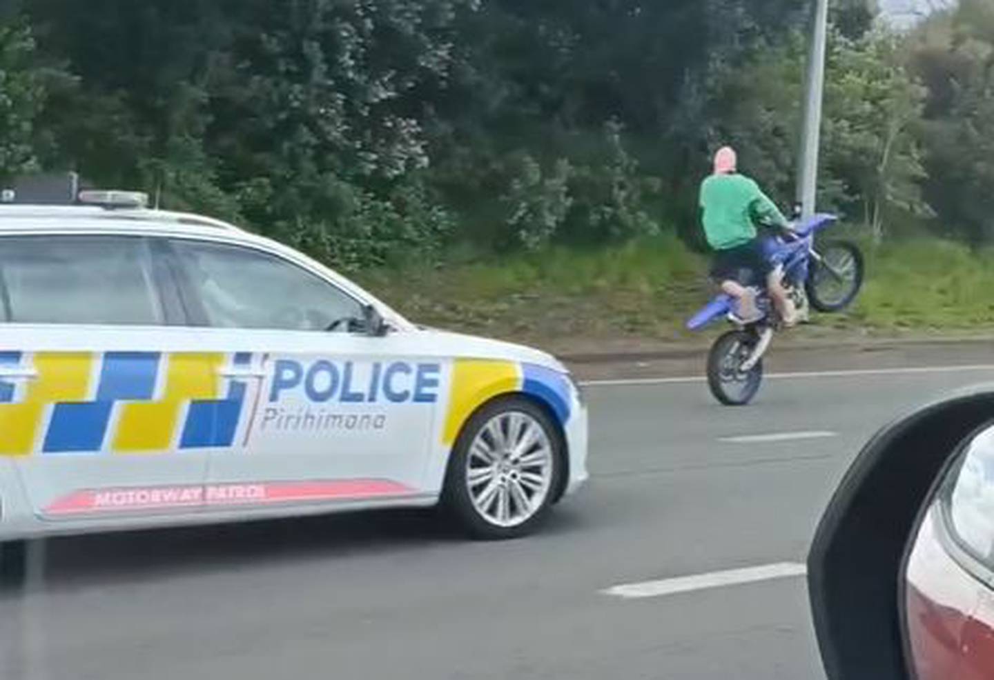 The rider risked his life with his motorway moves.