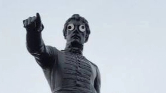 Googly eyes have been attached to some of Adelaide's most iconic faces. Photo / Instagram, justadelaidethings