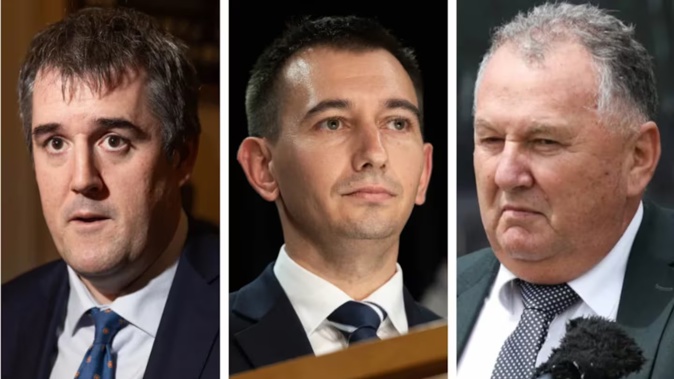 Auckland Council opposes the bill partly because of the power it affords ministers (from left) Chris Bishop, Simeon Brown and Shane Jones. Photo / RNZ