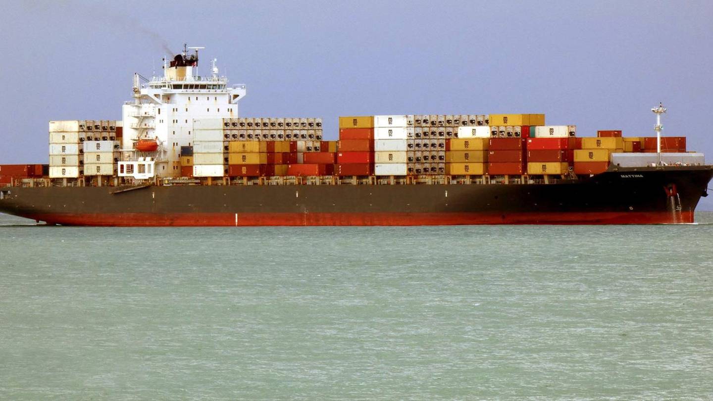 The Mattina container ship, Marshall-islands flagged, has two cases of Covid-19 onboard. The ship is currently in quarantine in Bluff. Photo / Tony des Landes