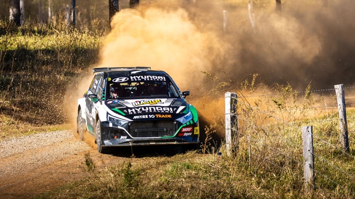 Hayden Paddon and co-driver John Kennard competing in the Australian Rally Championship round in Queensland during July 4-6, 2025.