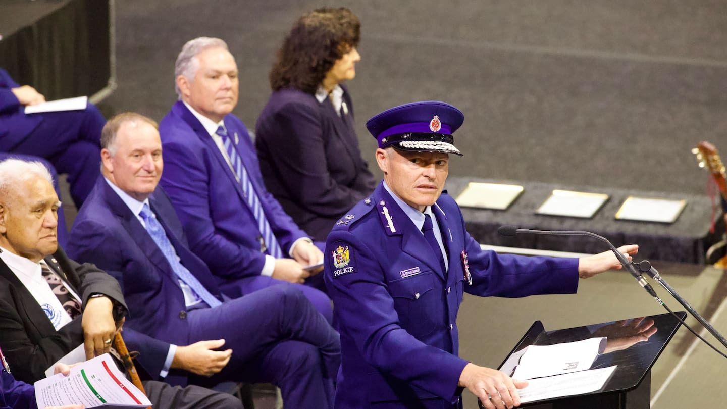 Police Commissioner Richard Chambers attends the graduation ceremony for Recruit Wing 390 in Auckland. Photo / Jason Dorday