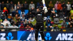 Finn Allen hit 50 to pace the Black Caps' chase. Photo / photosport.nz