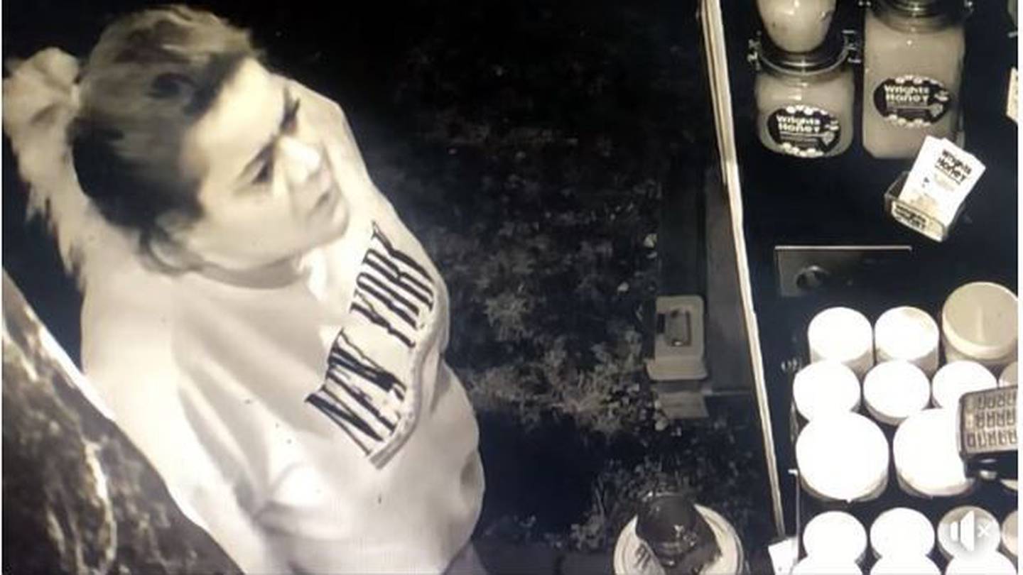 An unidentified woman was caught on camera pilfering honey in Ettrick on Sunday. Photo / Supplied