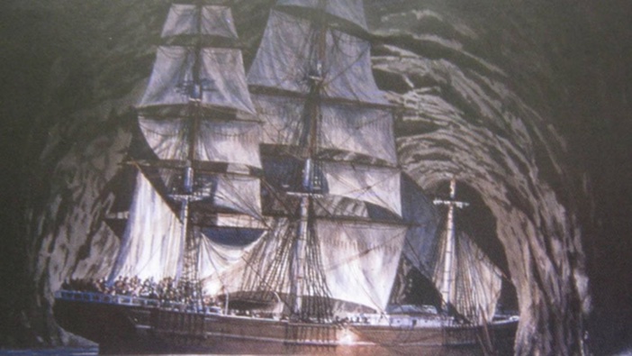 In 1866, the gold-laden General Grant left Melbourne and headed for London via Cape Horn. She disappeared into a giant cave on the west coast of Auckland Island.