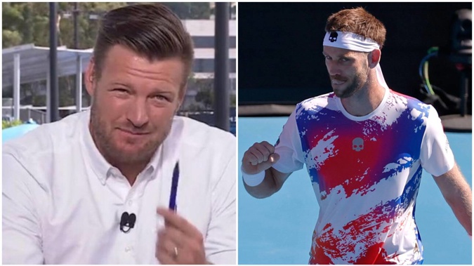 Sam Groth has taken a cheeky swipe at Michael Venus after his Kyrgios comments. Photo / Channel 9/AP
