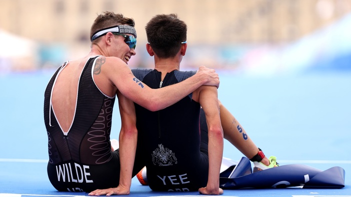 Hayden Wilde and Alex Yee after the men's triathlon at the Paris Olympics. Photo / Getty Images