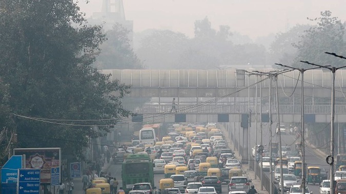 New Delhi is enveloped under thick smog. Photo / AP