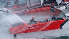 The NorthStar Canada SailGP team was forced to withdraw from the second day of SailGP's Auckland debut. Photo / Bob Martin, SailGP