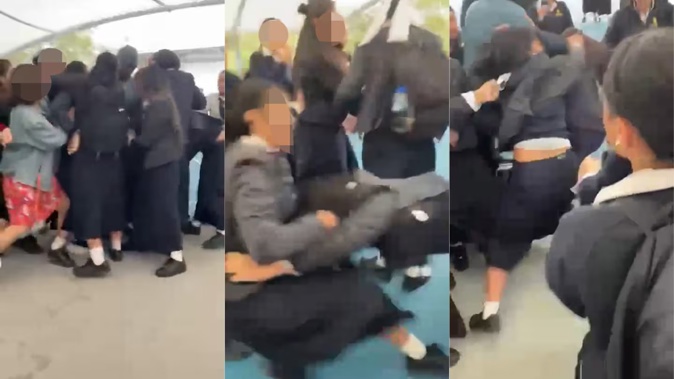 A video has surfaced of a mass brawl erupting at an Auckland girls’ school. Photo / Supplied