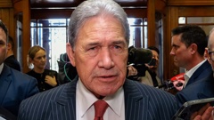 Deputy Prime Minister Winston Peters speaking to media on the tiles, Parliament, Wellington, 25 march, 2024. New Zealand Herald photograph by Mark Mitchell.
