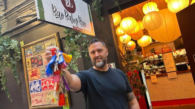 Bao Baby Bao co-owner, chef Robert Aylwin, with the bunch of keys that got stolen on Saturday night from Elliott Stables. Photo / Lincoln Tan
