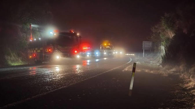 On Saturday morning Tūrangi Fire Brigade were out in the fog attending this accident on SHW41. Photo / Supplied