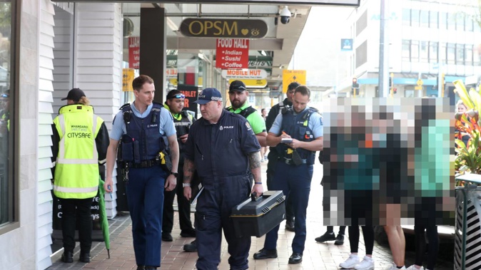Police at the scene of a reported ram-raid at Michael Hill Jeweller in Whangārei on Wednesday afternoon