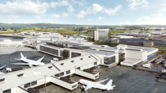 Artist impression of the pier at the new Auckland Airport domestic terminal buildings under construction. Photo / Supplied