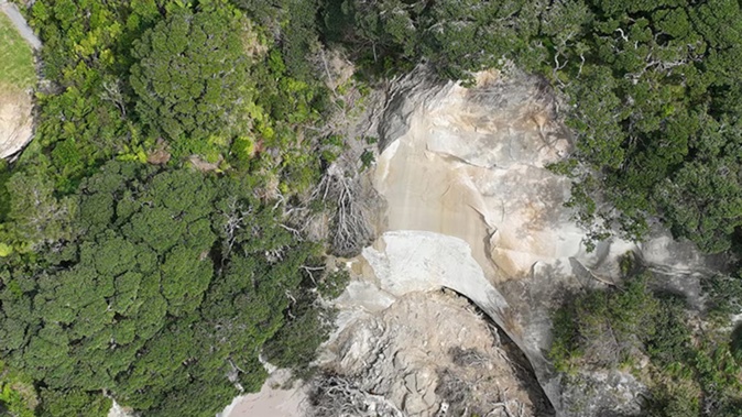 A slip at Cathedral Cove. Photo / Chris Twemlow, Department of Conservation