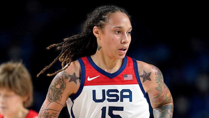 Brittney Griner during a women's basketball gold medal game against Japan at the 2020 Summer Olympics in 2021, in Saitama, Japan. Russia has freed the star in a dramatic high-level prisoner exchange. Photo / AP