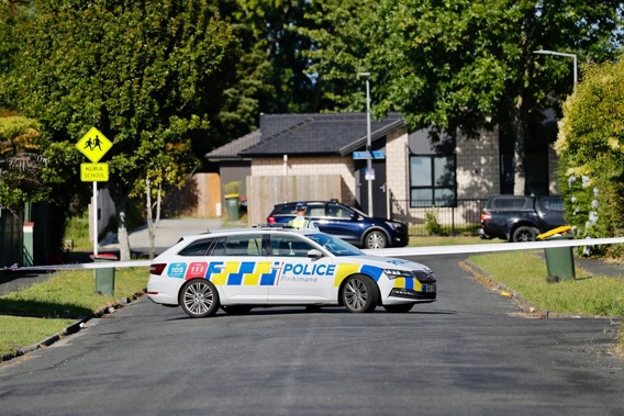 Police at a cordon on Douglas Cres, Hamilton where there was a serious family harm incident. Photo / Dean Purcell
