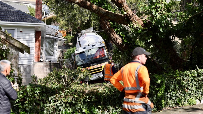 A person has been critically injured after an accident with a concrete truck on Rangitoto Ave, Remuera. NZ Herald photographs by Dean Purcell