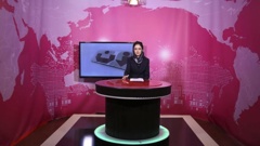 Basira Joya, 20, a presenter of a news programme during recording at the Zan TV station (women's TV) in Kabul, Afghanistan. Photo / AP