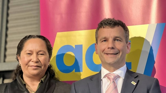Act Party leader David Seymour with Act List MP Nicole McKee at a public meeting in Tauranga on June 9 to announce a new Act policy. Photo / Michaela Pointon