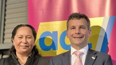 Act Party leader David Seymour with Act List MP Nicole McKee at a public meeting in Tauranga on June 9 to announce a new Act policy. Photo / Michaela Pointon