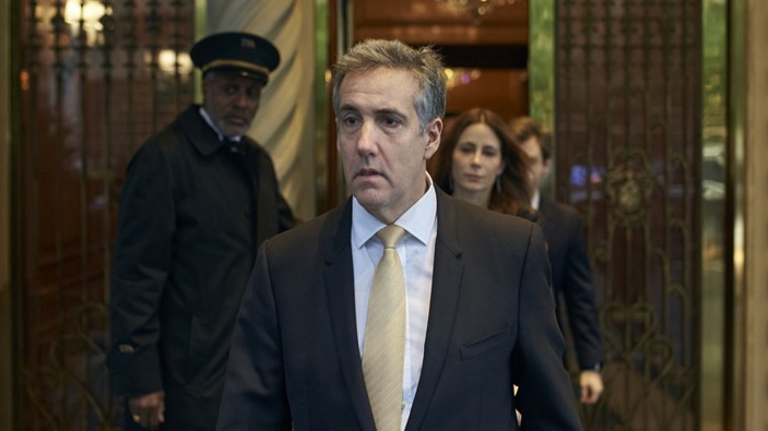 Michael Cohen departs his apartment building on his way to Manhattan criminal court, Thursday, May 16, 2024, in New York. Photo / AP | Andres Kudacki