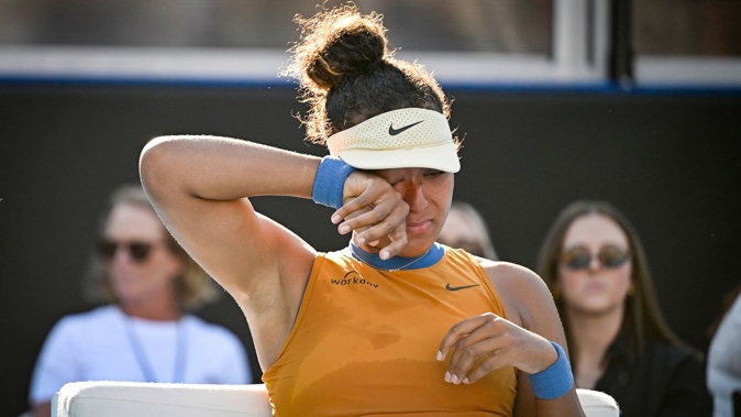 Naomi Osaka was emotional after forfeiting her match against Clara Tauson of Denmark in the Grand Final singles match of the 2024-25 Women’s ASB Classic WTA 250 tennis tournament at Manuka Doctor Arena, Auckland, on January 5, 2025. Photo / Alan Lee / Photosport