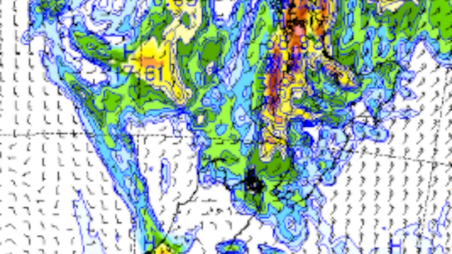Heavy falls kicked off yesterday afternoon as two weather systems converged. Photo / MetService