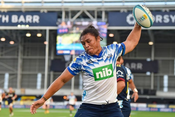Caleb Clarke celebrates a try against the Highlanders. Photo / Photosport