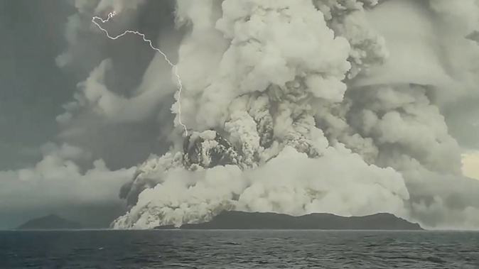 The Hunga Tonga-Hunga Ha'apai eruption on January 15. Photo / Supplied