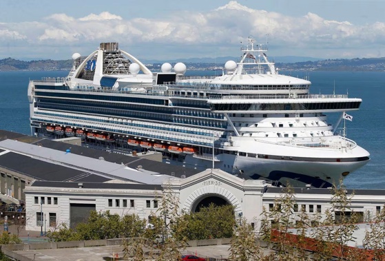 The coronavirus-stricken Grand Princess cruise ship in San Francisco in April 2020. Photo / Getty Images